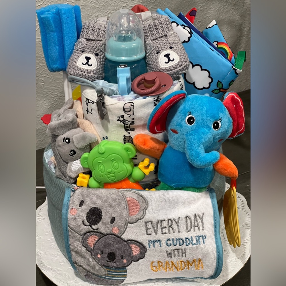 Baby Diaper Cake baby gift 2 tier full of NWT baby stuff - Grandma Baby Cake